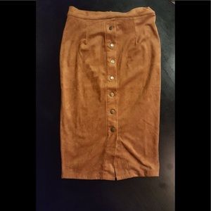 Suede midi skirt